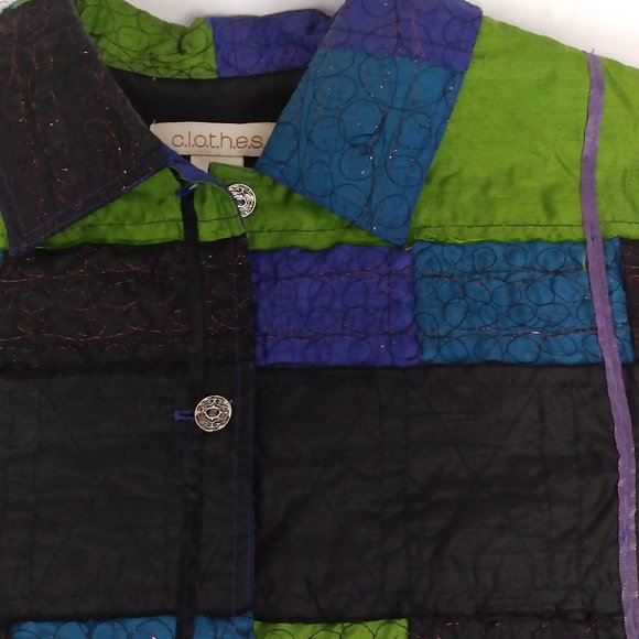 C.L.O.T.H.E.S. Womens Multicolor Patchwork Design Button Up Jacket Size Large - Picture 4 of 7